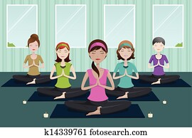 People doing yoga in a yoga studio