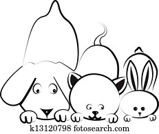 Perro Y Gato Con Bandera Clipart K6463251 Fotosearch