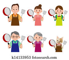 pessoas, e, animais estimação, cozinhar