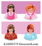 pessoas, ícone, :, menina, e, adolescente