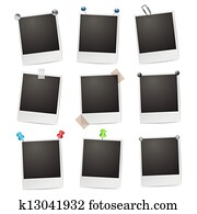 photo frames with pushpins,paperclips and tape