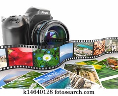 Photography. Slr camera, film and photos.