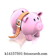 piggy bank with tighten belt