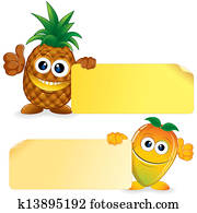 Pineapple with Mango. Cartoon Illustration Pineapple with Mango. Cartoon Illustration