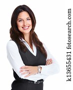 piękny, młody, handlowy, woman.