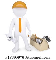Plumber with tools and siphon Plumber with tools and siphon