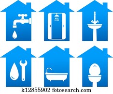 plumbing set of bathroom icons plumbing set of bathroom icons