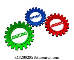 podpora, nést, řízení, do, barva, gearwheels