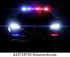 Police car, with full array of lights Police car, with full array of lights
