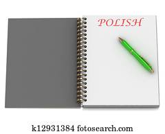 POLISH word on notebook page POLISH word on notebook page