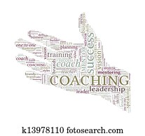 portie hand, vector, woord, wolk, -, coachend, concept
