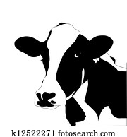Portrait big black and white cow vector Portrait big black and white cow vector