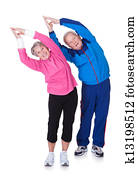Portrait Of A Senior Couple Exercising