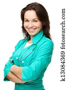 Portrait of a woman wearing doctor uniform