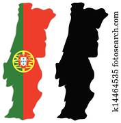 portugal, mapa, bandeira
