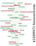 portugal, palavra, nuvem, mapa