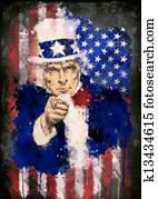 Poster of Uncle Sam and the USA flag Poster of Uncle Sam and the USA flag
