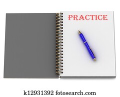 PRACTICE word on notebook page PRACTICE word on notebook page