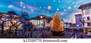 preseren's, 사각형, ljubljana, 슬로베니아, europe.