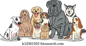 purebred dogs group cartoon illustration purebred dogs group cartoon illustration
