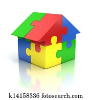 puzzle house 3d illustration puzzle house 3d illustration