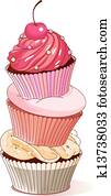 pyramide, von, cupcakes pyramide, von, cupcakes