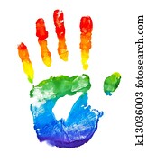 Rainbow painted hand shape Rainbow painted hand shape