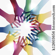 Rainbow transparency hands circle
