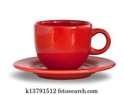 Red coffee cup with plate Red coffee cup with plate