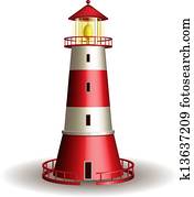 Red lighthouse isolated on white background. Red lighthouse isolated on white background.