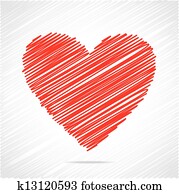 Red sketch heart design Red sketch heart design