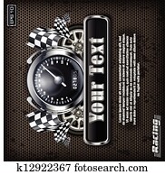 rennsport, emblem, geschwindigkeitsmesser, auf, schwarz, &, text rennsport, emblem, geschwindigkeitsmesser, auf, schwarz, &, text