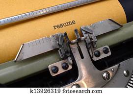 retomar, ligado, máquina escrever