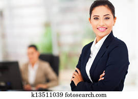 retrato, de, sonriente, mujer de negocios