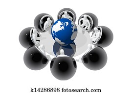 reunión negocio, alrededor, globo del mundo