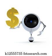 robô, mantenha, sinal dólar