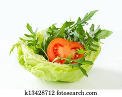 Rocket salad in lettuce bowl