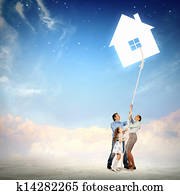 rodzina, ciągnący, związać, z, niejaki, symbol, od, dom