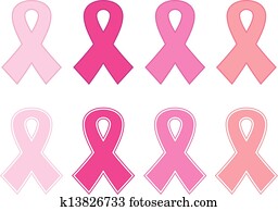 rosa, cáncer, cinta, conjunto, aislado, blanco