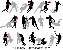 Rugby action group poses silhouette Rugby action group poses silhouette