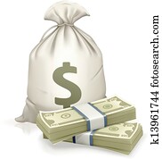 Sack and money, vector