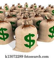 sacos dinheiro, mostrando, americano, finanças