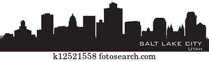 Salt Lake City, Utah skyline. Detailed city silhouette Salt Lake City, Utah skyline. Detailed city silhouette