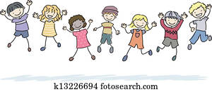 saltar, stickman, niños