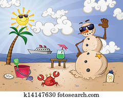 Sand Snowman Cartoon Character Sand Snowman Cartoon Character