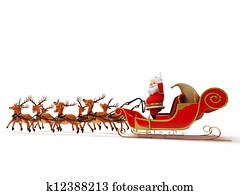 Reindeer and Sleigh Drawing | k0469182 | Fotosearch