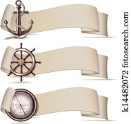 satz, von, banner, mit, marine, icons. satz, von, banner, mit, marine, icons.