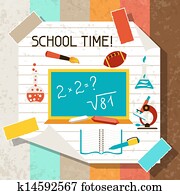 School and education background with sticky papers.
