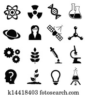 Science, biology, physics and chemistry icon set