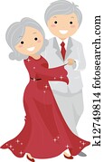 Senior Couple Ballroon Dancing Stickman